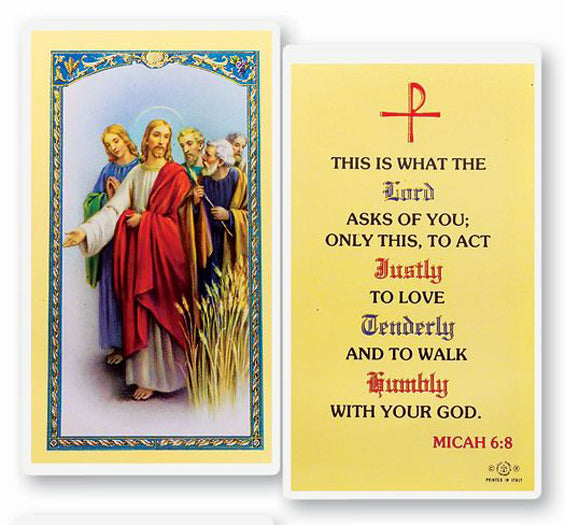 This is What the Lord Ask Holy Card Laminate