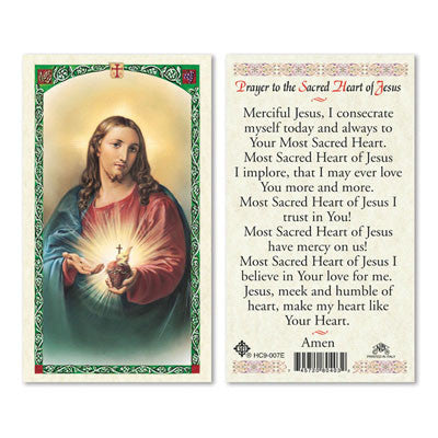 Prayer to the Sacred Heart of Jesus Laminate Holy Card