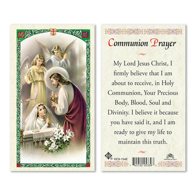 First Communion Laminate Holy Card Girl