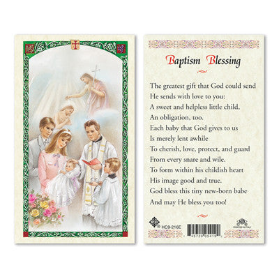 Baptism Blessing Laminate Holy Card