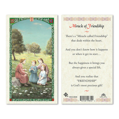 Miracle of Friendship Laminate Holy Card