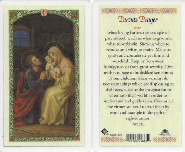 Parent's Prayer Holy Card Laminate