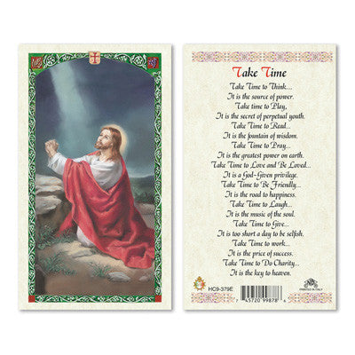 Take Time Laminate Holy Card