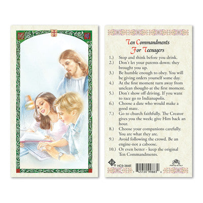Ten Commandments for Teenagers Laminate Holy Card