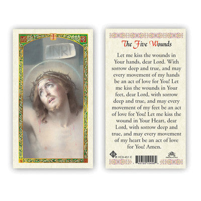The Five Wounds Laminate Holy Card
