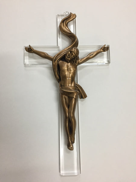 12" Acrylic Crucifix with Gold Corpus