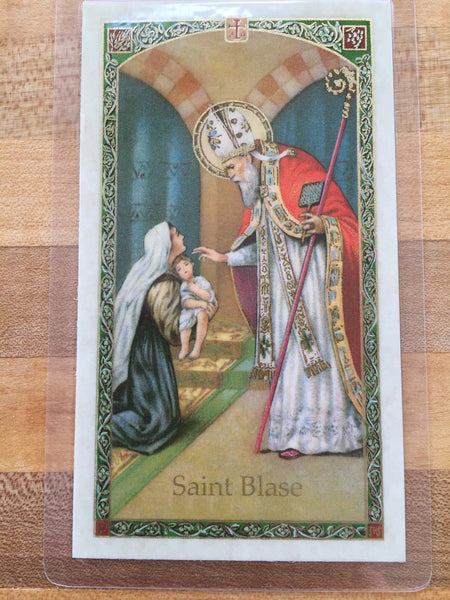 St. Blase Laminate Holy Card