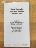 Pope Francis Laminate Holy Card