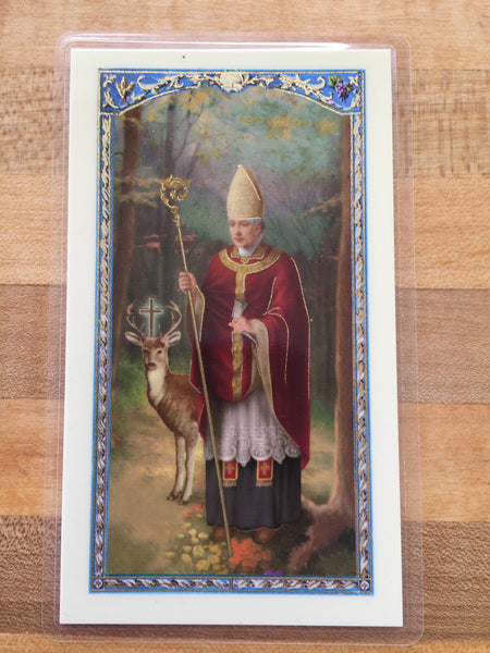St. Hubert Patron Saint of Hunters Laminate Holy Card