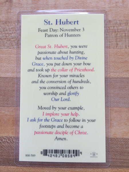 thumbnail image 2 of St. Hubert Patron Saint Of Hunters Medal With Chain & Prayer Card - Hunter's Gift 2 of 6