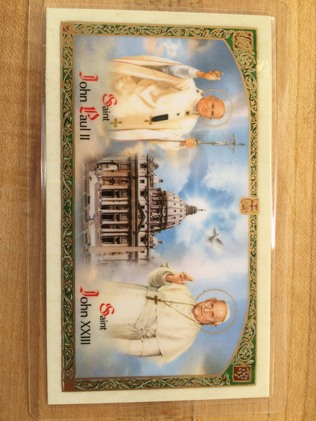 St. John XXIII & St. John Paul II Laminate Holy Card