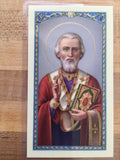 St. Nicholas A Prayer for Children Laminate Holy Card