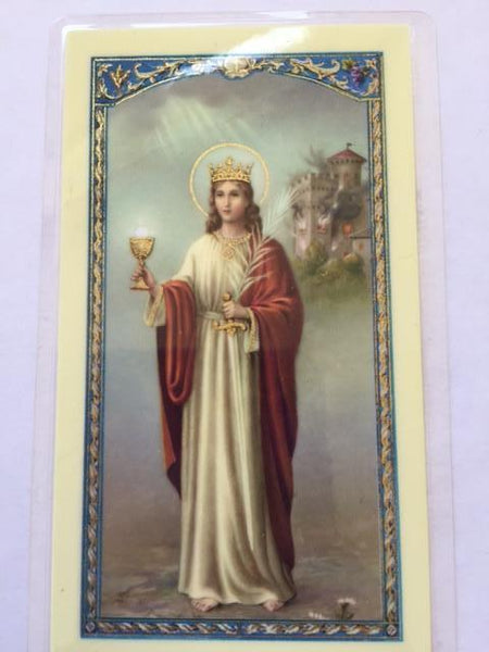 St. Barbara Laminate Holy Card