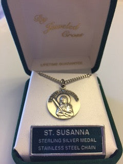 St. Susanna Sterling Silver Medal from Jeweled Cross