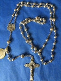 7mm Silver Bead Rosary, Sterling Silver wire, chain, crucifix, centerpiece, gift box, and Praying the Rosary Book