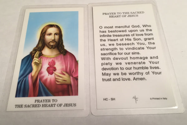 Prayer to the Sacred Heart of Jesus Holy Card Laminate