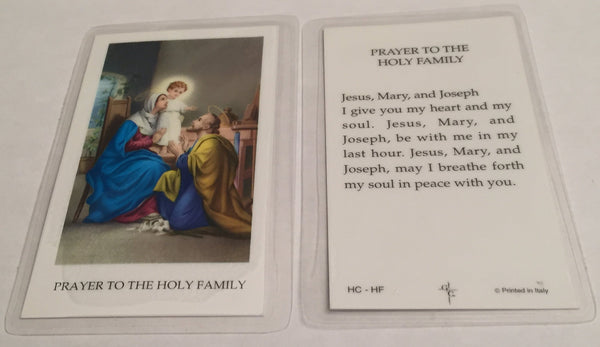 Prayer to the Holy Family Holy Card Laminate