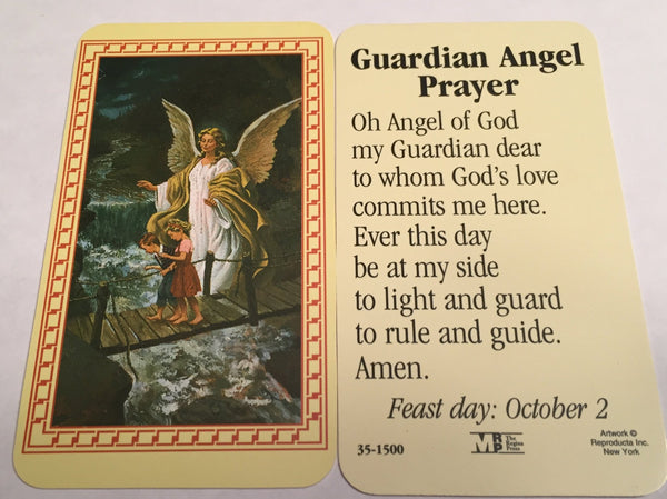 Guardian Angel Prayer Holy Card Laminate
