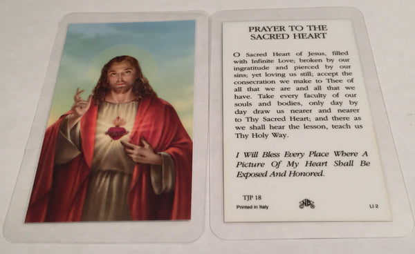 Prayer to the Sacred Heart Holy Card Laminate DISCONTINUED