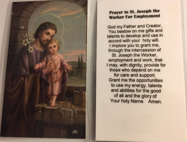 St. Joseph Prayer for Employment Holy Card Laminate