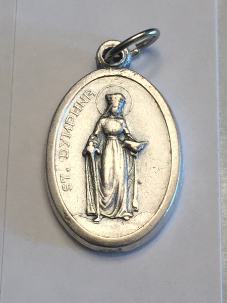 St Dymphna - 1 inch Pray for Us Oxidized Medal