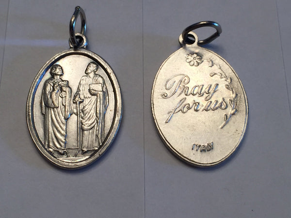 St Peter & St. Paul - 1 inch Pray for Us Medal Oxidized