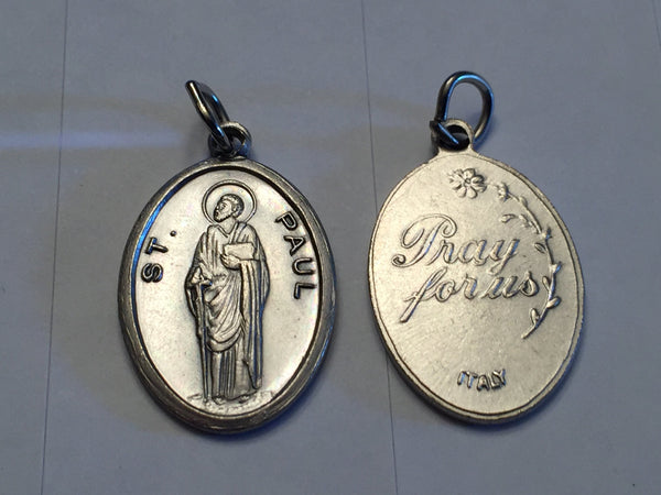 St. Paul - 1 inch Pray for Us Medal Oxidized