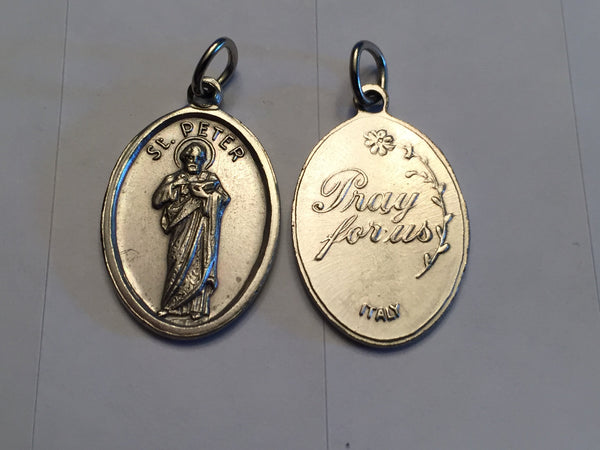 St Peter - 1 inch Pray for Us Medal Oxidized