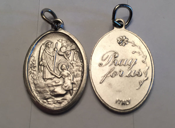 Archangel Raphael and Tobias-1 Inch  Medal Oxidized