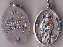 St. James - 1 inch Pray for Us Medal Oxidized