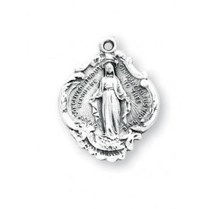 Sterling Silver Fancy Baroque Style Miraculous Medal S116018