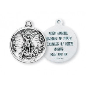 Saint Michael Round Sterling Silver Medal S1601