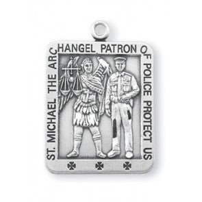 St Michael with Police Office Square Sterling Silver Metal S1624