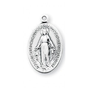 Sterling Silver Oval Miraculous Medal 7/8"