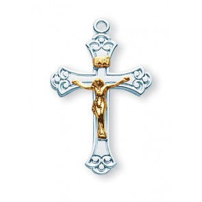Sterling Silver Two Toned Swirled Crucifix
