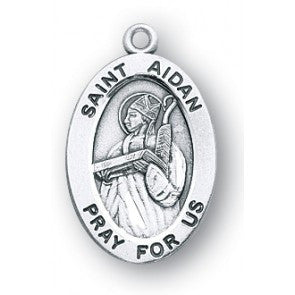 Saint Aidan Oval Sterling Silver Medal