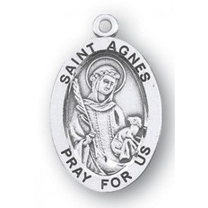 Saint Agnes Oval Sterling Silver Medal