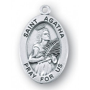 Saint Agatha Oval Sterling Silver Medal
