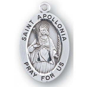 Saint Apollonia Oval Sterling Silver Medal S9405