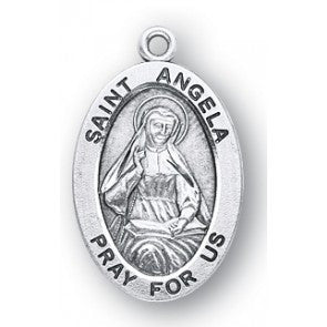Saint Angela Oval Sterling Silver Medal