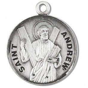 Saint Andrew 7/8" Round Sterling Silver Medal