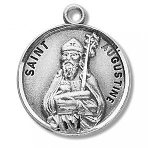 Saint Augustine 7/8" Round Sterling Silver Medal