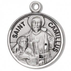Saint Camillus 7/8" Round Sterling Silver Medal