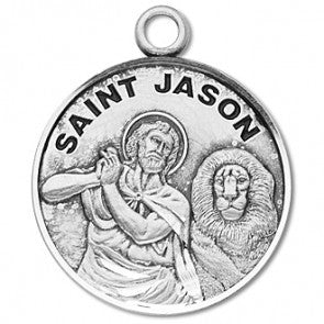 Saint Jason 7/8" Round Sterling Silver Medal