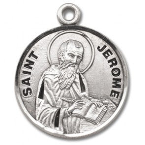 Saint Jerome 7/8" Round Sterling Silver Medal