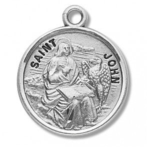 Saint John the Evangelist 7/8" Round Sterling Silver Medal