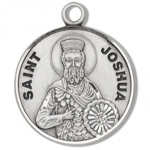 Saint Joshua 7/8" Round Sterling Silver Medal