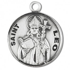 Saint Leo 7/8" Round Sterling Silver Medal