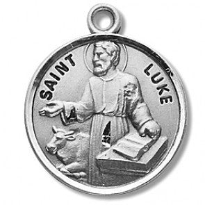 Saint Luke 7/8" Round Sterling Silver Medal