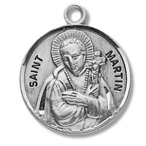 Saint Martin 7/8" Round Sterling Silver Medal